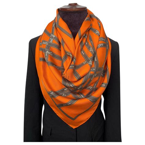 hermes mens orange scarf|orange and teal scarf women.